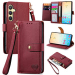 Custodia in pelle con cordino e cerniera per Samsung Galaxy S25 5G
