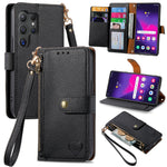 Custodia in pelle con cordino e cerniera per Samsung Galaxy S25 5G