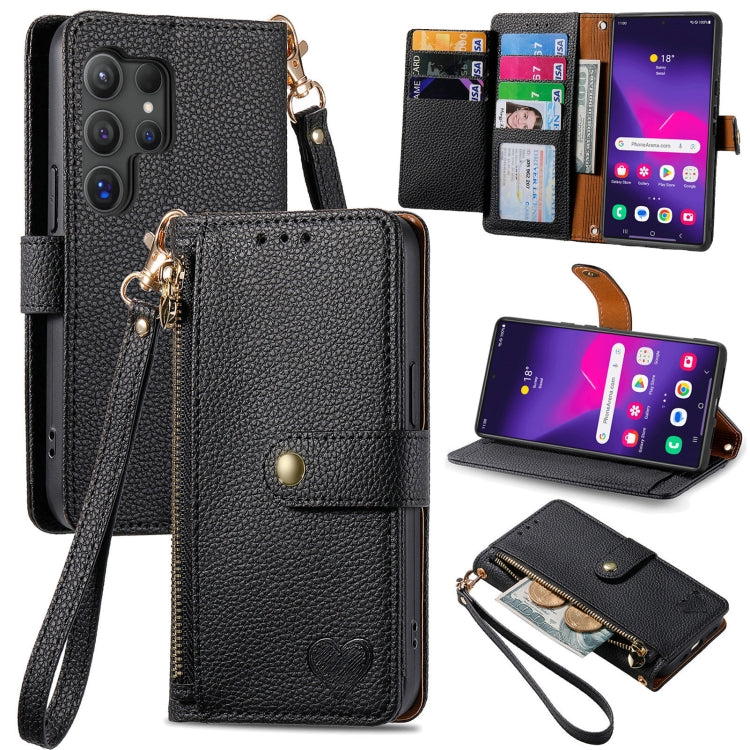 Custodia in pelle con cordino e cerniera per Samsung Galaxy S25 5G