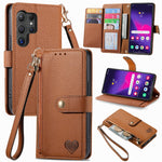 Custodia in pelle con cordino e cerniera per Samsung Galaxy S25 5G