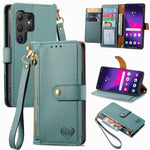 Custodia in pelle con cordino e cerniera per Samsung Galaxy S25 5G