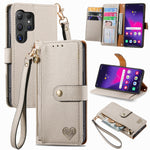 Custodia in pelle con cordino e cerniera per Samsung Galaxy S25 5G