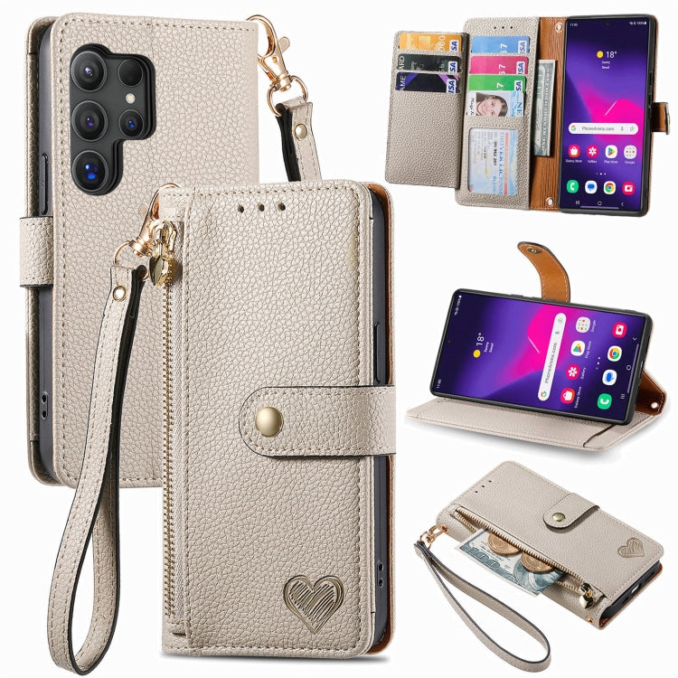 Custodia in pelle con cordino e cerniera per Samsung Galaxy S25 5G