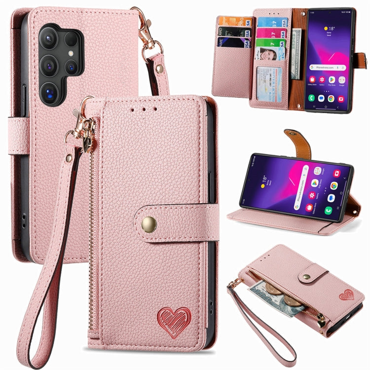 Custodia in pelle con cordino e cerniera per Samsung Galaxy S25 5G
