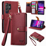 Custodia in pelle con cordino e cerniera per Samsung Galaxy S25 5G