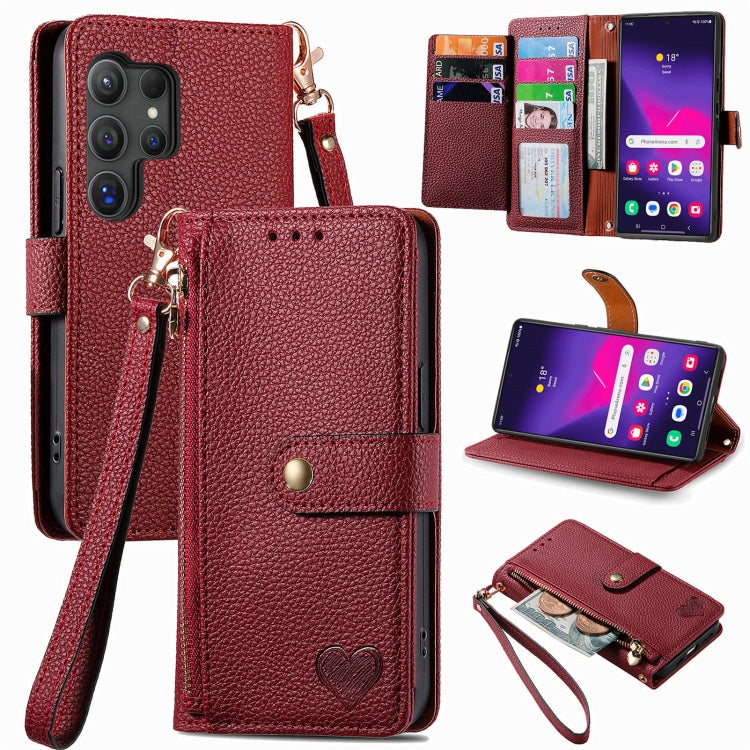 Custodia in pelle con cordino e cerniera per Samsung Galaxy S25 5G