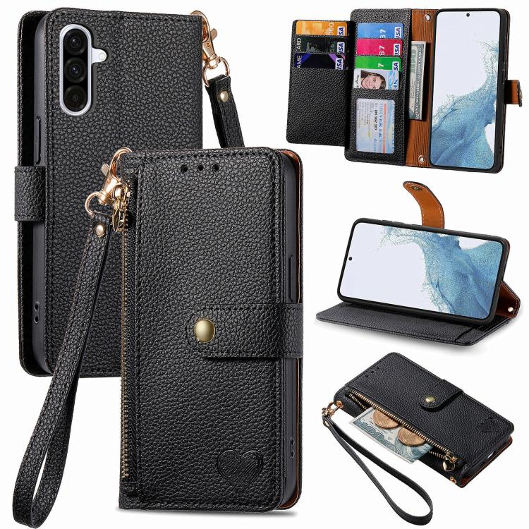 Custodia in pelle con cordino e cerniera per Samsung Galaxy A57 5G