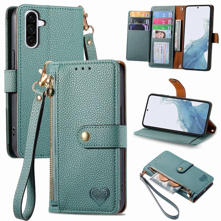 Custodia in pelle con cordino e cerniera per Samsung Galaxy A57 5G