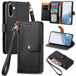 Custodia in pelle con cordino e cerniera per Samsung Galaxy A57 5G