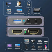 HC-V9 1080P HDMI Gioco Adattatore di registrazione in streaming live USB3.0 Scheda di acquisizione video HD 4K, HC-V9
