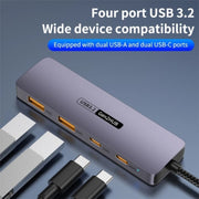 T-508 4 in 1 Docking Station Tipo-C Hub USB 3.2 Notebook Tablet Smartphone Splitter Converter, T-508