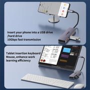T-508 4 in 1 Docking Station Tipo-C Hub USB 3.2 Notebook Tablet Smartphone Splitter Converter, T-508