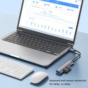 T-503 Docking Station portatile 4 in 1 Type-C Adattatore USB-C a USB2.0 x 3 + HUB USB3.0, T-503