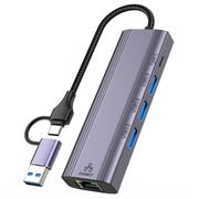 T513 USB-A / Tipo-C a USB3.0 x 3 + USB-C + Stazione di docking per adattatore per laptop Gigabit, T513