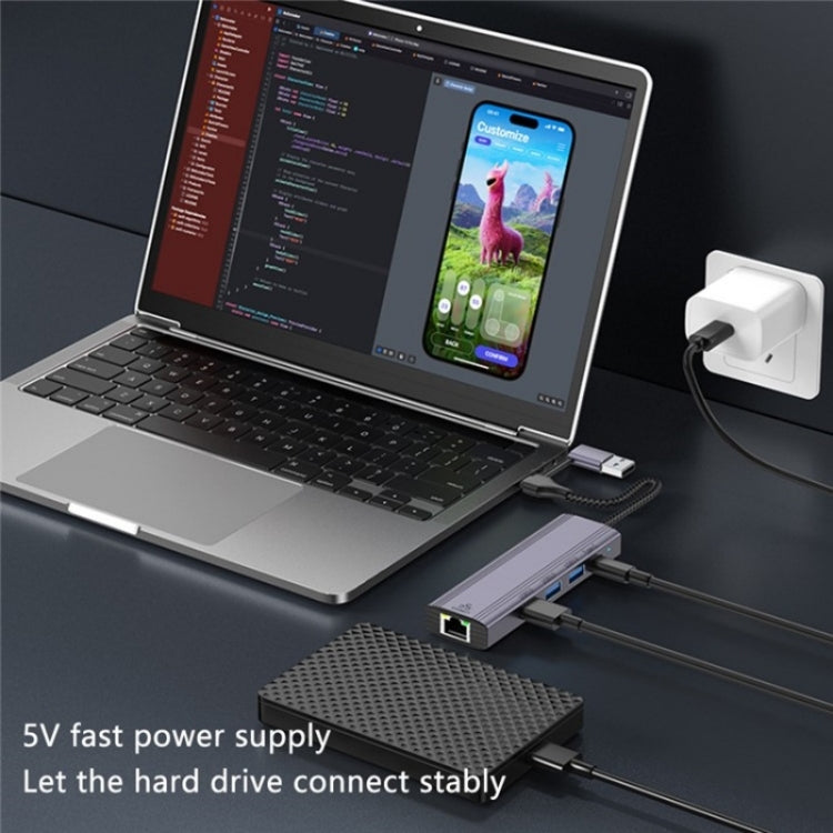 Hub USB 3.0 x3, USB-C e porta Gigabit RJ45 T513