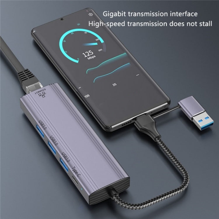 Hub USB 3.0 x3, USB-C e porta Gigabit RJ45 T513