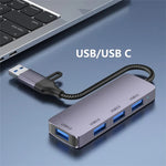Hub USB 3.0 e Type-C 4 porte 5 Gbps per laptop