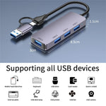 Hub USB 3.0 e Type-C 4 porte 5 Gbps per laptop