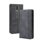 Custodia in pelle a vibrazione orizzontale con struttura retrò Crazy Horse con fibbia magnetica per Vodafone Smart V10 (VFD730), con supporto e slot per schede e cornice per foto