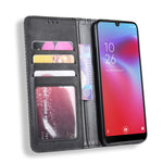 Custodia in pelle a vibrazione orizzontale con struttura retrò Crazy Horse con fibbia magnetica per Vodafone Smart V10 (VFD730), con supporto e slot per schede e cornice per foto