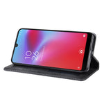 Custodia in pelle a vibrazione orizzontale con struttura retrò Crazy Horse con fibbia magnetica per Vodafone Smart V10 (VFD730), con supporto e slot per schede e cornice per foto