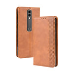 Custodia in pelle a vibrazione orizzontale con struttura retrò Crazy Horse con fibbia magnetica per Vodafone Smart V10 (VFD730), con supporto e slot per schede e cornice per foto