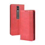 Custodia in pelle a vibrazione orizzontale con struttura retrò Crazy Horse con fibbia magnetica per Vodafone Smart V10 (VFD730), con supporto e slot per schede e cornice per foto