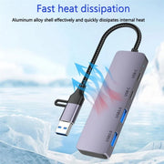 T-32C Cavo 2 in 1 USB 3.0 + Hub Type-C a 4 porte Docking station in lega di alluminio, T-32C