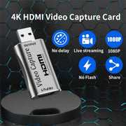 C30 per giochi in streaming live Scheda di acquisizione video HD da USB maschio a HDMI femmina in lega di alluminio, C30