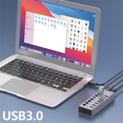 Splitter a 7 porte in lega di alluminio U307 Hub USB 3.0 ad alta velocità da 5 Gbps con interruttore indipendente, U307