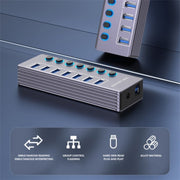 Splitter a 7 porte in lega di alluminio U307 Hub USB 3.0 ad alta velocità da 5 Gbps con interruttore indipendente, U307