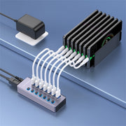 Splitter a 7 porte in lega di alluminio U307 Hub USB 3.0 ad alta velocità da 5 Gbps con interruttore indipendente, U307