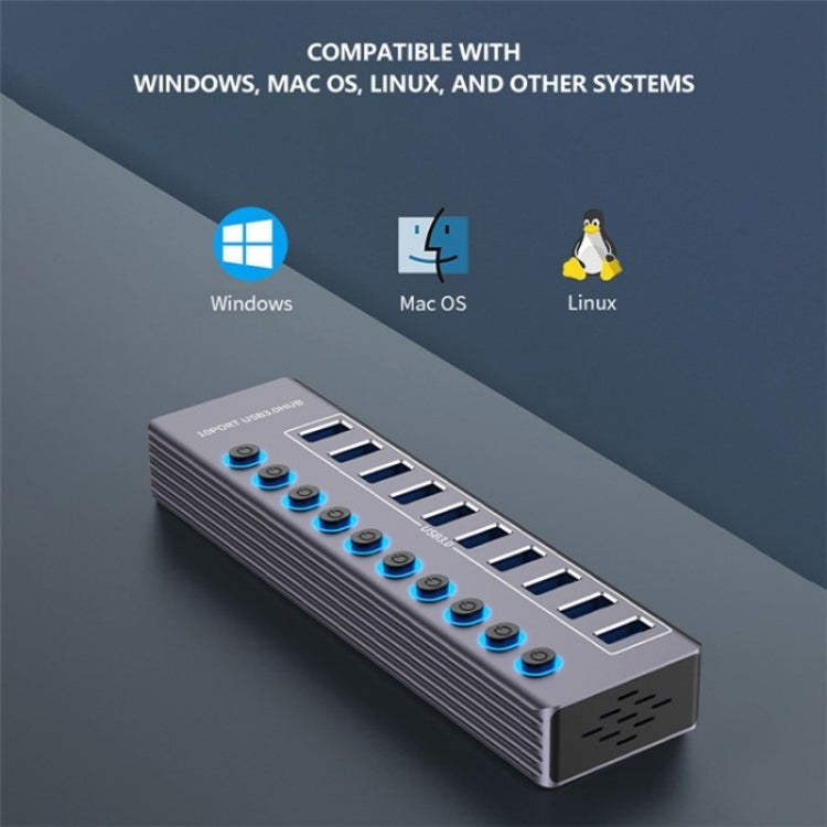 U310 10-in-1 USB 3.0 Extension HUB Stazione di ricarica USB con interruttore individuale, U310