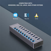U310 10-in-1 USB 3.0 Extension HUB Stazione di ricarica USB con interruttore individuale, U310