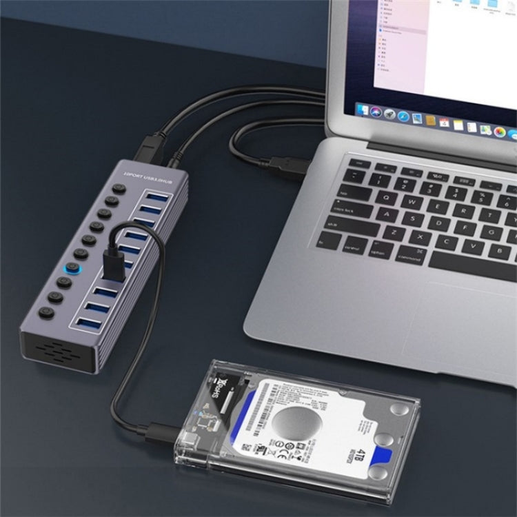 U310 10-in-1 USB 3.0 Extension HUB Stazione di ricarica USB con interruttore individuale, U310