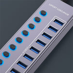 U310 10-in-1 USB 3.0 Extension HUB Stazione di ricarica USB con interruttore individuale, U310