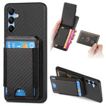 Custodia per telefono con supporto a portafoglio verticale in fibra di carbonio, For Samsung Galaxy A15, For Samsung Galaxy A55 5G, For Samsung Galaxy A35 5G, For Samsung Galaxy S24 Ultra 5G