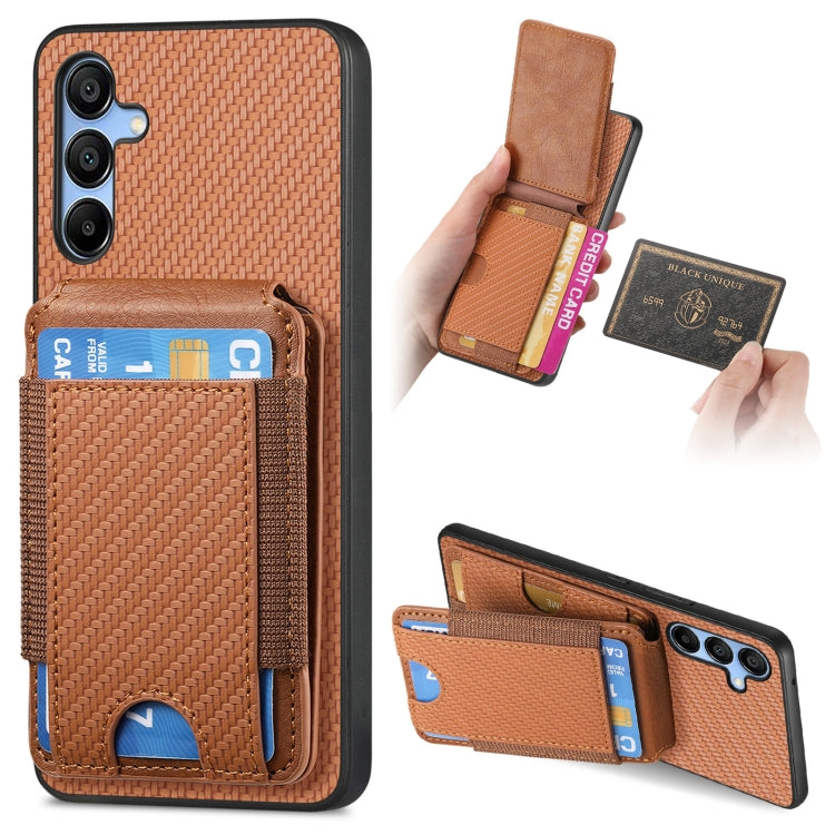 Custodia per telefono con supporto a portafoglio verticale in fibra di carbonio, For Samsung Galaxy A15, For Samsung Galaxy A55 5G, For Samsung Galaxy A35 5G, For Samsung Galaxy S24 Ultra 5G