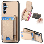 Custodia per telefono con supporto a portafoglio verticale in fibra di carbonio, For Samsung Galaxy A15, For Samsung Galaxy A55 5G, For Samsung Galaxy A35 5G, For Samsung Galaxy S24 Ultra 5G