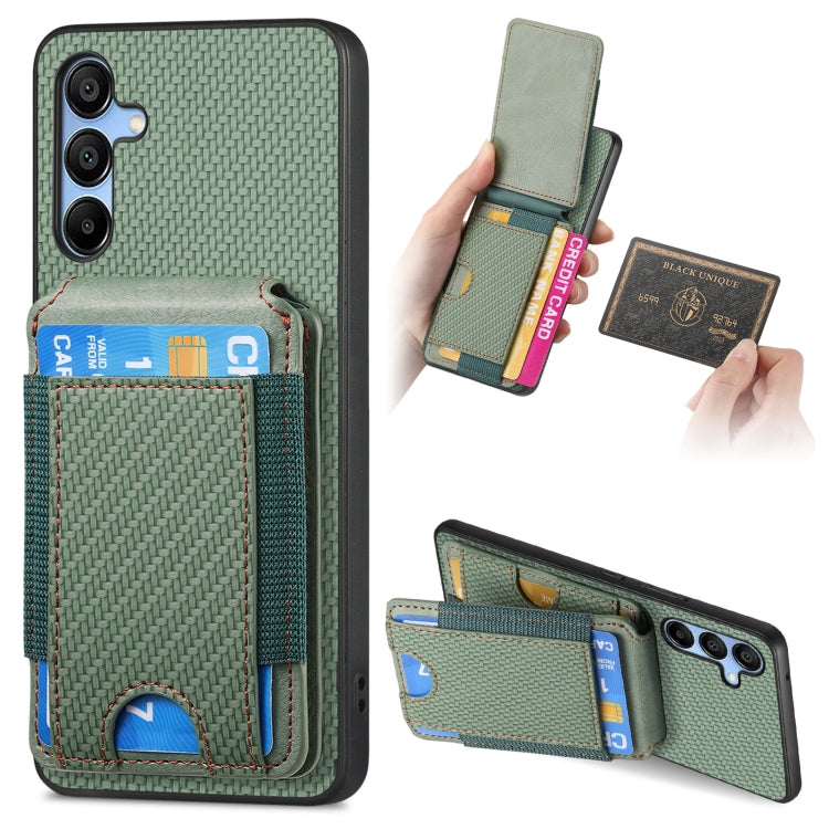 Custodia per telefono con supporto a portafoglio verticale in fibra di carbonio, For Samsung Galaxy A15, For Samsung Galaxy A55 5G, For Samsung Galaxy A35 5G, For Samsung Galaxy S24 Ultra 5G
