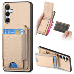 Custodia per telefono con supporto a portafoglio verticale in fibra di carbonio, For Samsung Galaxy A15, For Samsung Galaxy A55 5G, For Samsung Galaxy A35 5G, For Samsung Galaxy S24 Ultra 5G