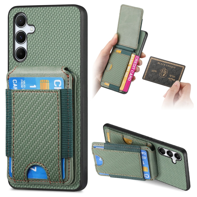 Custodia per telefono con supporto a portafoglio verticale in fibra di carbonio, For Samsung Galaxy A15, For Samsung Galaxy A55 5G, For Samsung Galaxy A35 5G, For Samsung Galaxy S24 Ultra 5G