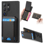 Custodia per telefono con supporto a portafoglio verticale in fibra di carbonio, For Samsung Galaxy A15, For Samsung Galaxy A55 5G, For Samsung Galaxy A35 5G, For Samsung Galaxy S24 Ultra 5G