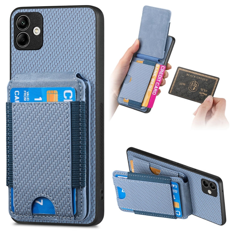 Custodia per telefono con supporto a portafoglio verticale in fibra di carbonio, For Samsung Galaxy A04e, For Samsung Galaxy S23 Ultra 5G, For Samsung Galaxy S23+ 5G, For Samsung Galaxy S23 5G