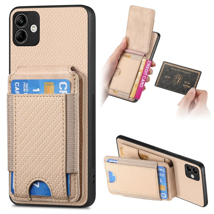 Custodia per telefono con supporto a portafoglio verticale in fibra di carbonio, For Samsung Galaxy A04e, For Samsung Galaxy S23 Ultra 5G, For Samsung Galaxy S23+ 5G, For Samsung Galaxy S23 5G
