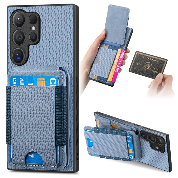 Custodia per telefono con supporto a portafoglio verticale in fibra di carbonio, For Samsung Galaxy A04e, For Samsung Galaxy S23 Ultra 5G, For Samsung Galaxy S23+ 5G, For Samsung Galaxy S23 5G