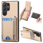 Custodia per telefono con supporto a portafoglio verticale in fibra di carbonio, For Samsung Galaxy A04e, For Samsung Galaxy S23 Ultra 5G, For Samsung Galaxy S23+ 5G, For Samsung Galaxy S23 5G