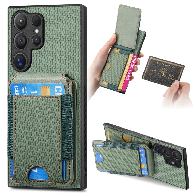 Custodia per telefono con supporto a portafoglio verticale in fibra di carbonio, For Samsung Galaxy A04e, For Samsung Galaxy S23 Ultra 5G, For Samsung Galaxy S23+ 5G, For Samsung Galaxy S23 5G