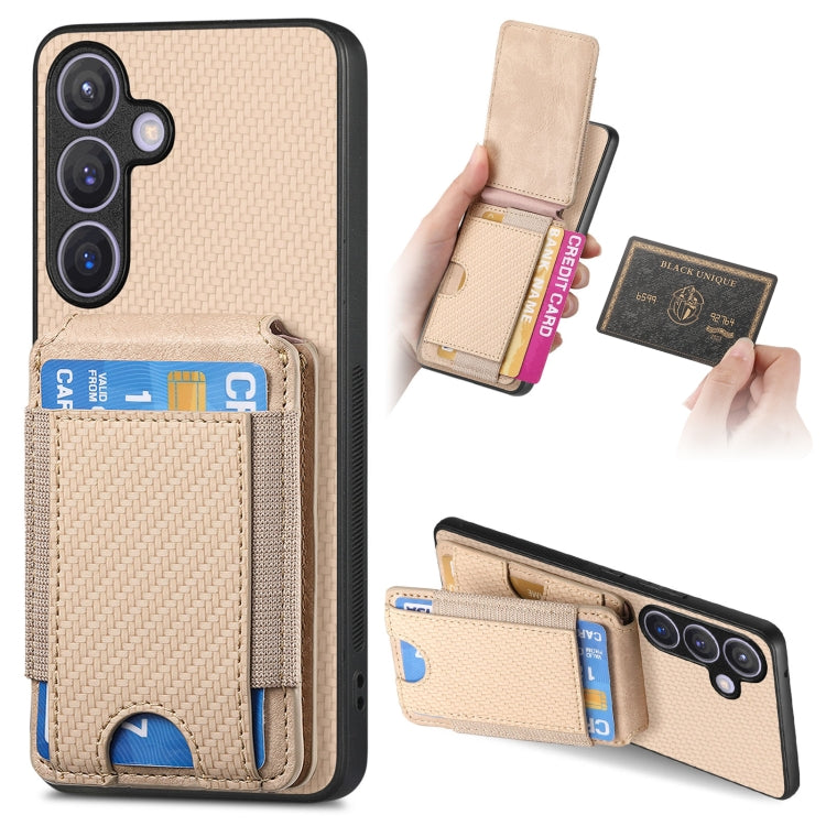 Custodia per telefono con supporto a portafoglio verticale in fibra di carbonio, For Samsung Galaxy A04e, For Samsung Galaxy S23 Ultra 5G, For Samsung Galaxy S23+ 5G, For Samsung Galaxy S23 5G