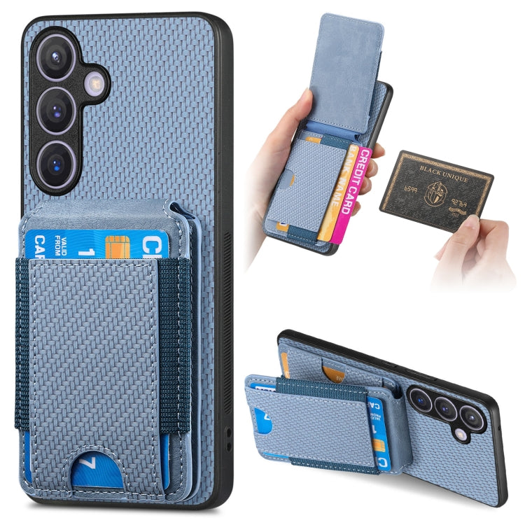 Custodia per telefono con supporto a portafoglio verticale in fibra di carbonio, For Samsung Galaxy A04e, For Samsung Galaxy S23 Ultra 5G, For Samsung Galaxy S23+ 5G, For Samsung Galaxy S23 5G
